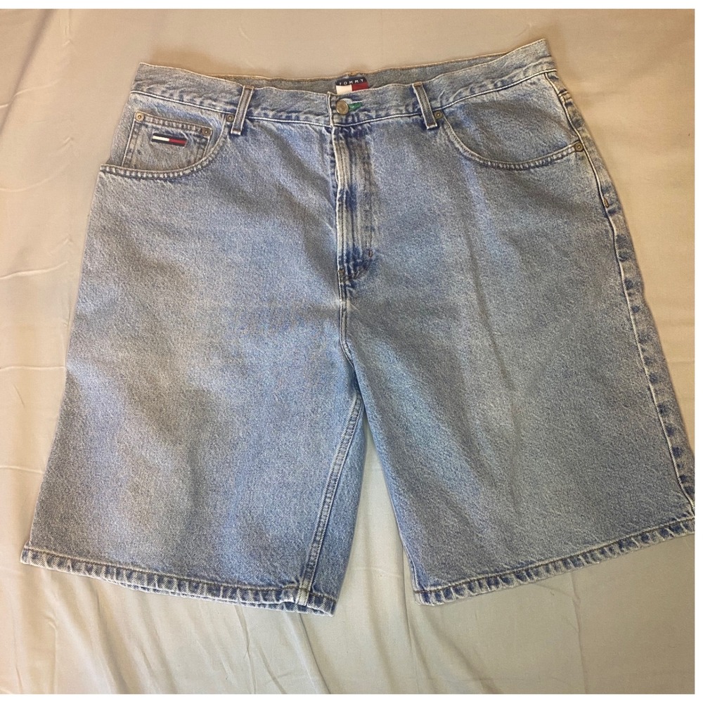 Vintage‎ Tommy Hilfiger Denim Shorts Men 40 Light Wash Y2K 90s Relaxed Fit